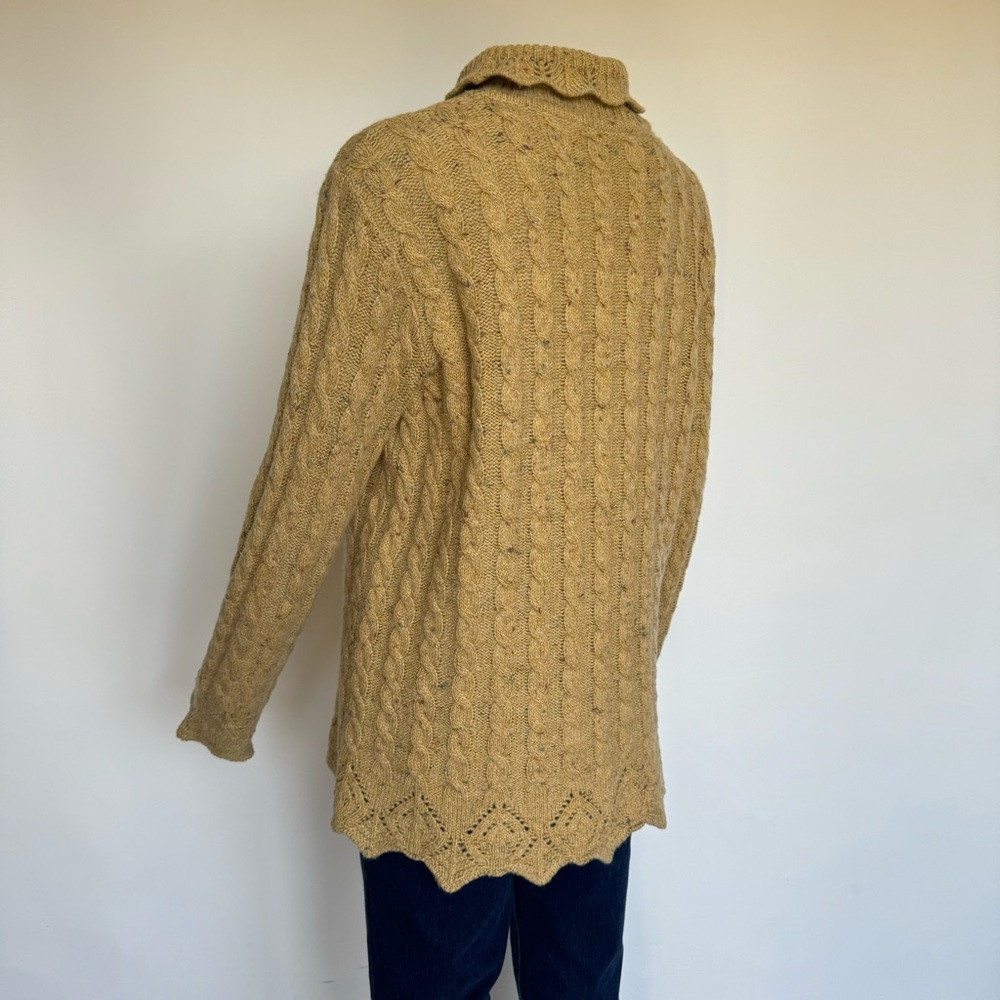 Vintage Alain Manoukian Italy Merino Wool Sweater Turtleneck Lace Cable Knit - Picture 6 of 17